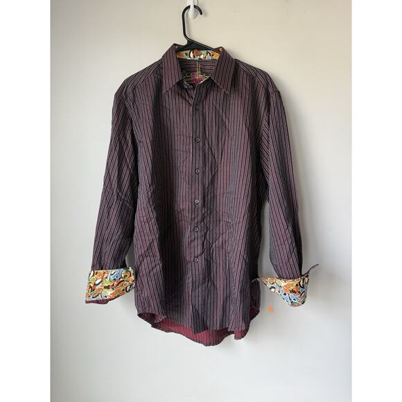 Robert Graham Mens Size L Long Sleeve Button Down Flip Cuff Burgundy - Picture 1 of 10